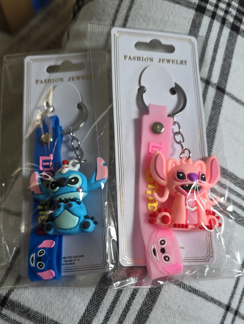 Cartoon Alien Keychain Duo - Blue & Pink